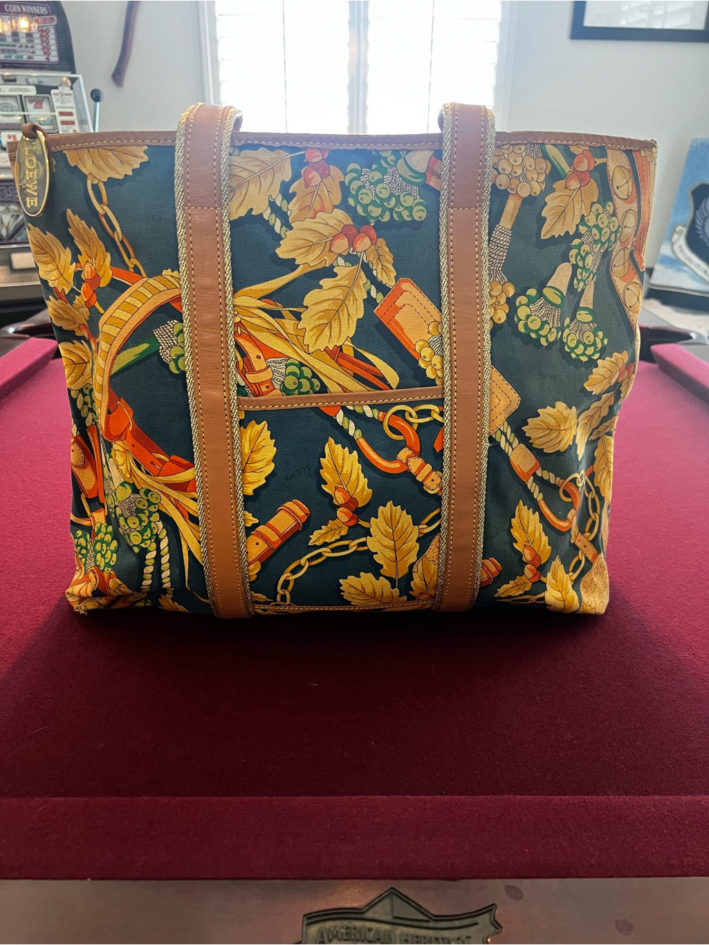 Vintage Loewe Xl Botanical Print Canvas Tote Bag